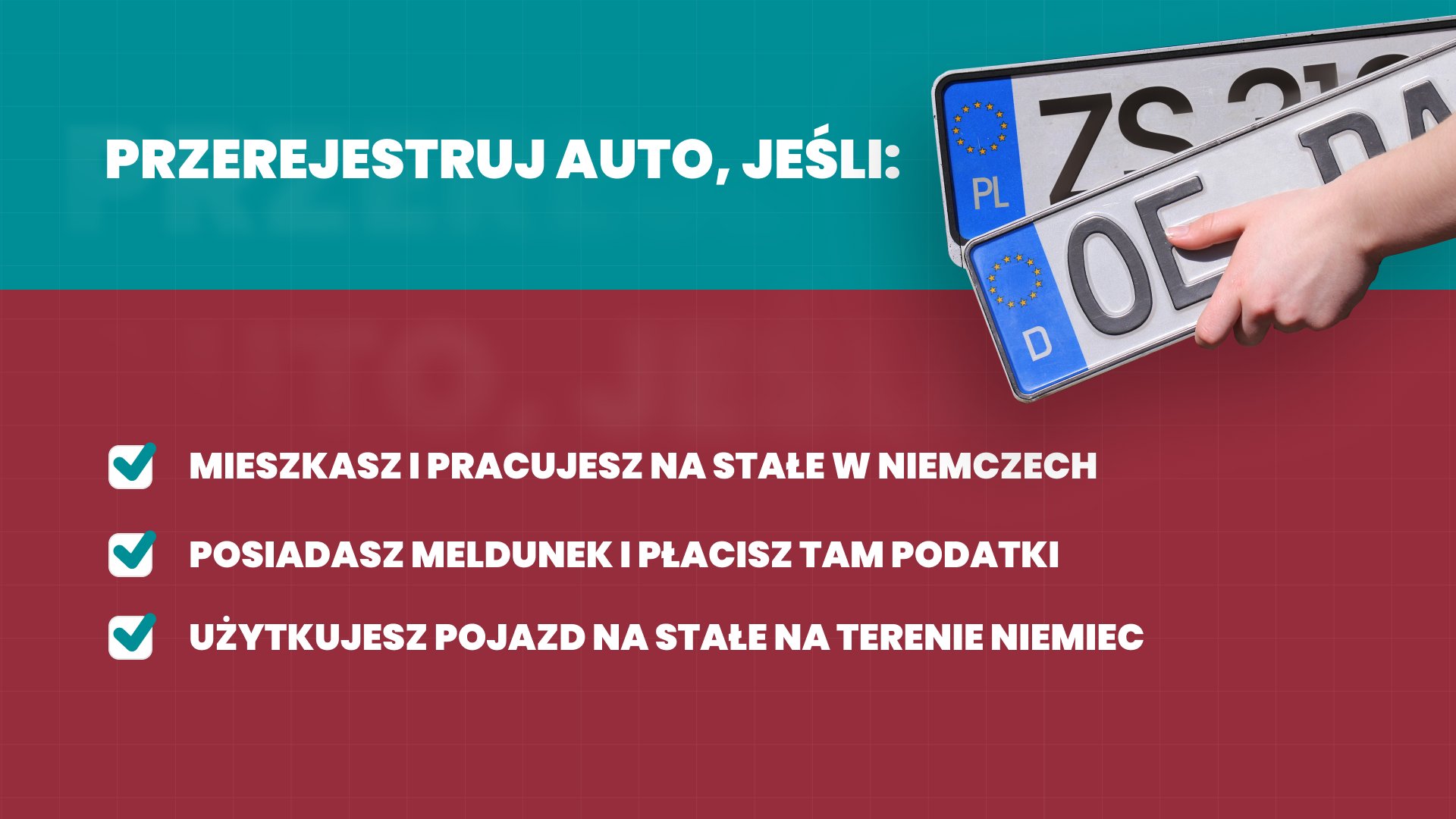 Przerejestrowanie samochodu w Niemczech – kiedy jest obowiązkowe i jak to zrobić? 2 Obowiązek rejestracji auta dotyczy osób, które mieszkają i pracują na stałe w Niemczech, mają meldunek, płacą tam podatki lub na stałe użytkują pojazd na terenie kraju