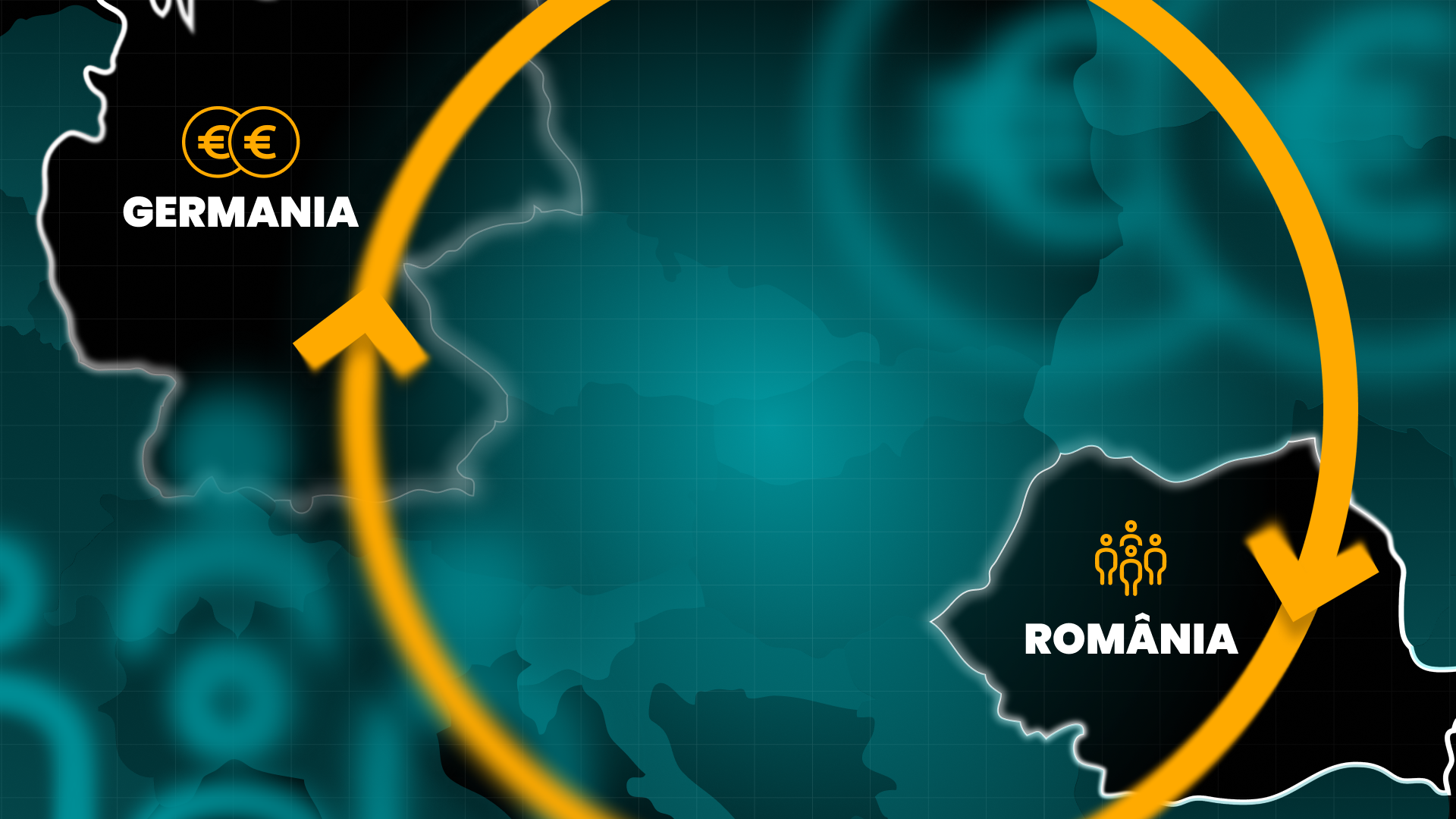Harta Europei care arată că perioadele de muncă din Germania și România pot fi cumulate la stabilirea dreptului la pensie